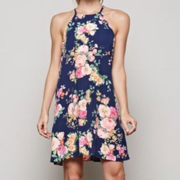 ONLY 3 LEFT ♥️Navy Floral Halter Sundress - Picture 7 of 8